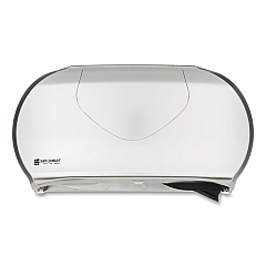 San Jamar Twin Jumbo Bath Tissue Dispenser, 19 1/4 x 6 x 12 1/4, Faux Stainless Steel (R4070SS)