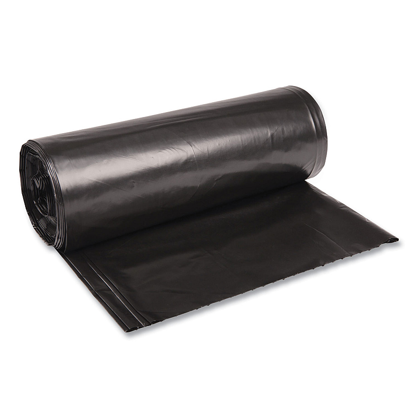 Boardwalk Low Density Repro Can Liners, 60 gal, 1.6 mil, 38" x 58", Black, 10 Bags/Roll, 10 Rolls/Carton (BWK523)