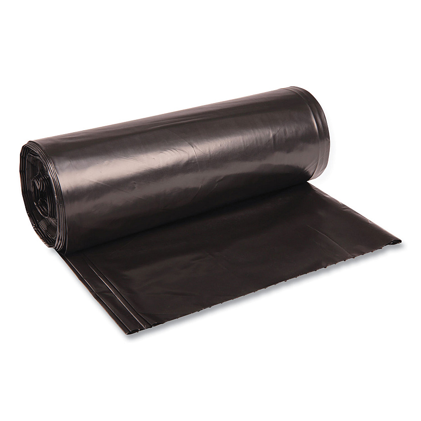 Boardwalk Low Density Repro Can Liners, 60 gal, 2 mil, 38" x 58", Black, 10 Bags/Roll, 10 Rolls/Carton (BWK526)