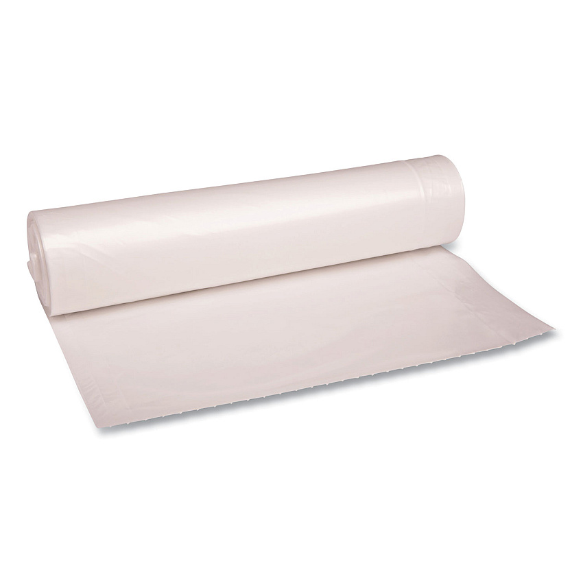 Boardwalk Low Density Repro Can Liners, 56 gal, 1.4 mil, 43" x 47", Clear, 10 Bags/Roll, 10 Rolls/Carton (BWK536)