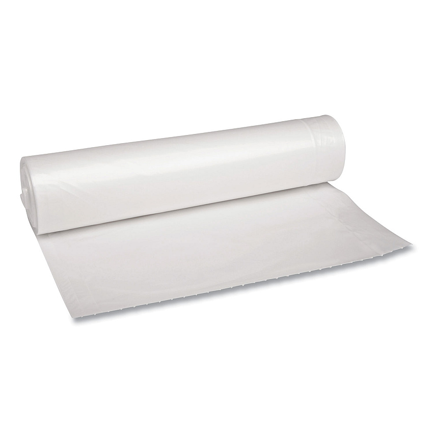 Boardwalk Low Density Repro Can Liners, 45 gal, 1.1 mil, 40" x 46", Clear, 10 Bags/Roll, 10 Rolls/Carton (BWK531)