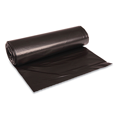 Boardwalk Low Density Repro Can Liners, 45 gal, 1.6 mil, 40" x 46", Black, 10 Bags/Roll, 10 Rolls/Carton (BWK521)