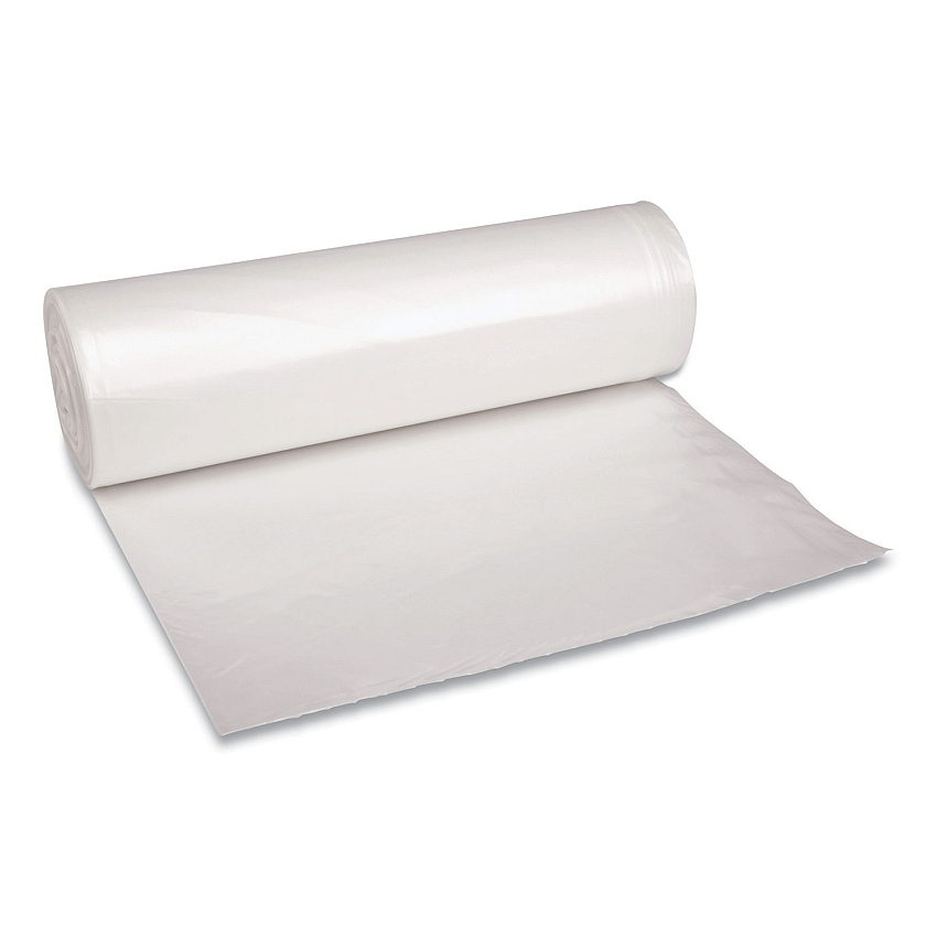 Boardwalk Low Density Repro Can Liners, 60 gal, 1.4 mil, 38" x 58", Clear, 10 Bags/Roll, 10 Rolls/Carton (BWK537)