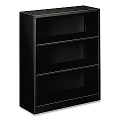 HON Metal Bookcase, Three-Shelf, 34.5w x 12.63d x 41h, Black (S42ABCP)