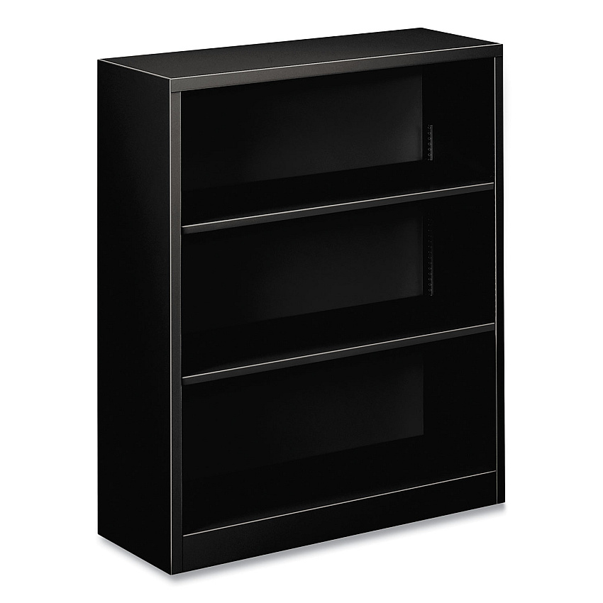 HON Metal Bookcase, Three-Shelf, 34.5w x 12.63d x 41h, Black (S42ABCP)