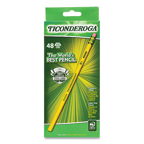 Ticonderoga Pencils, HB (#2), Black Lead, Yellow Barrel, 48/Pack (X13922X)