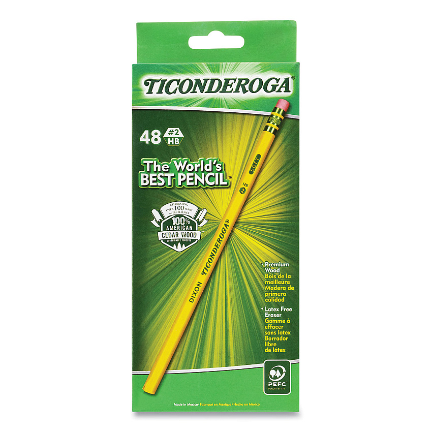 Ticonderoga Pencils, HB (#2), Black Lead, Yellow Barrel, 48/Pack (X13922X)