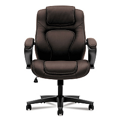 HON HVL402 Series Executive High-Back Chair, Supports Up to 250 lb, 17" to 21" Seat Height, Brown Seat/Back, Black Base (VL402EN45)