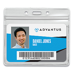 Advantus Resealable ID Badge Holders, Horizontal, Frosted 4.13" x 3.75" Holder, 3.75" x 2.62" Insert, 50/Pack (75523)