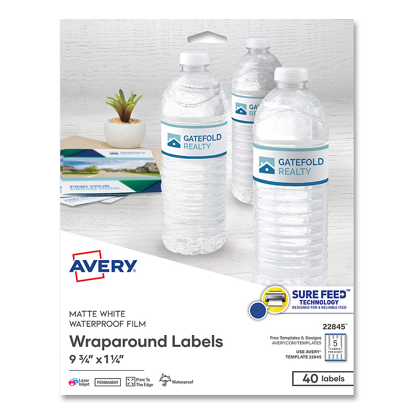 Avery 22845 Durable Water-Resistant Wraparound Labels