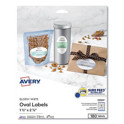 Avery 22804 Oval Print-to-the-Edge Labels