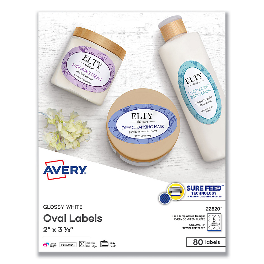 Avery 22820 Oval Print-to-the-Edge Labels