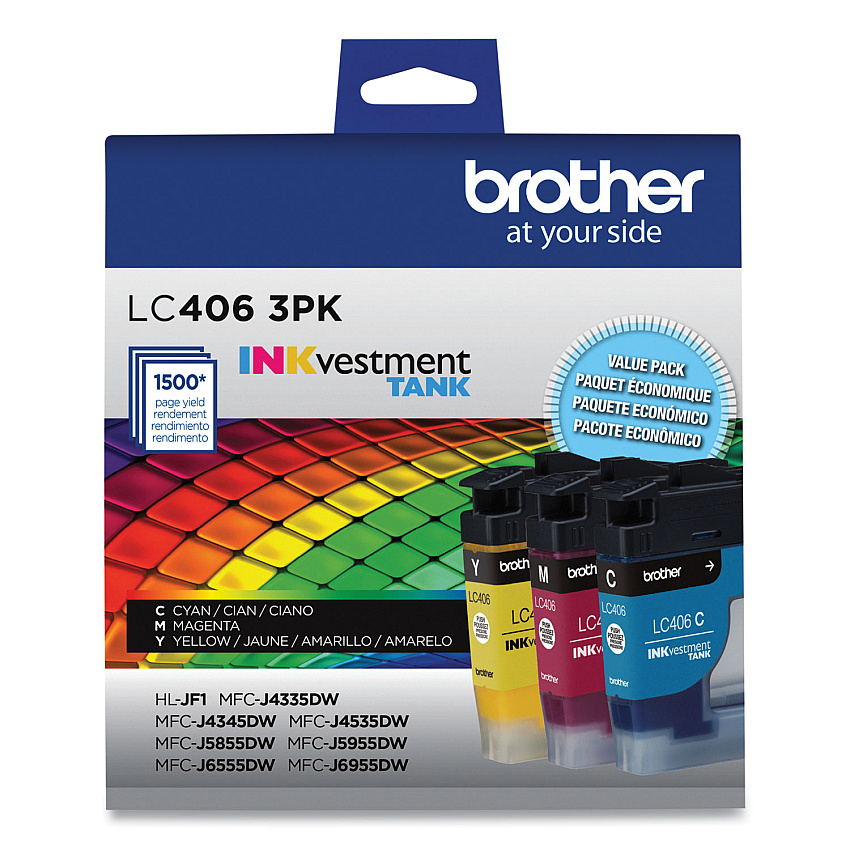 Brother LC406 3-Pack Color Ink Cartridges