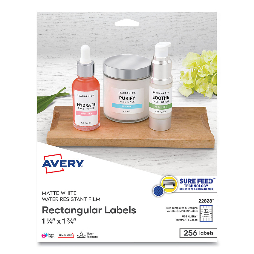Avery 22828 Removable Durable White Rectangle Labels