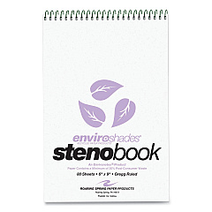Roaring Spring Enviroshades Steno Notepad, Gregg Rule, White Cover, 80 Orchid 6 x 9 Sheets, 4/Pack (12264)