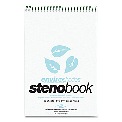 Roaring Spring Enviroshades Steno Notepad, Gregg Rule, White Cover, 80 Blue 6 x 9 Sheets, 4/Pack (12284)