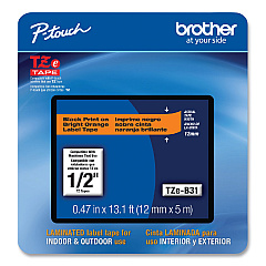 Brother P-Touch TZe Laminated Removable Label Tapes, 0.47" x 26.2 ft, Black on Orange (TZEB31CS)