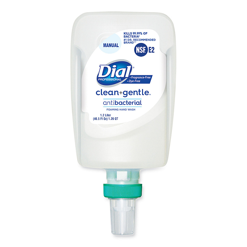 Dial Professional Clean+Gentle Antibacterial Foaming Hand Wash Refill for FIT Manual Dispenser, Fragrance Free, 1.2 L, 3/Carton (32100CT)