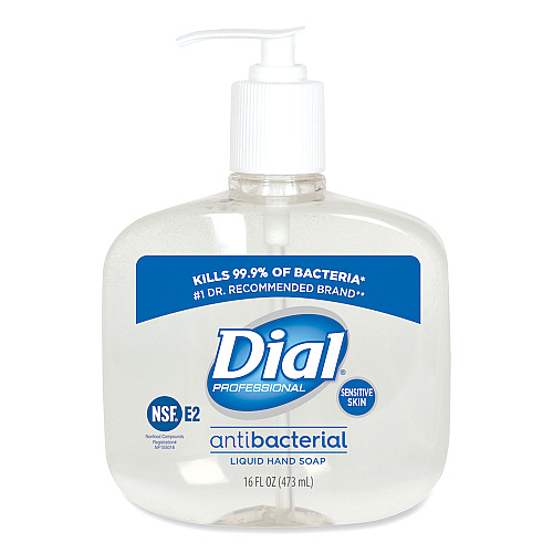 Dial Professional Antibacterial Liquid Hand Soap for Sensitive Skin, Floral, 16 oz Pump, 12/Carton (80784)