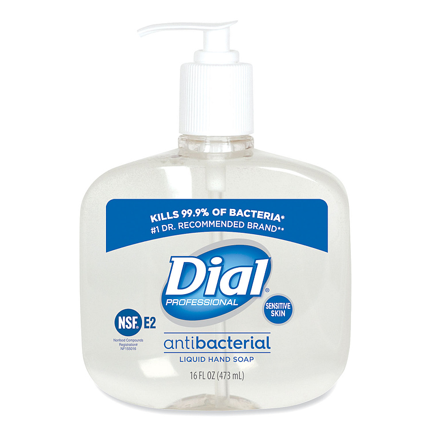 Dial Professional Antibacterial Liquid Hand Soap for Sensitive Skin, Floral, 16 oz Pump, 12/Carton (80784)