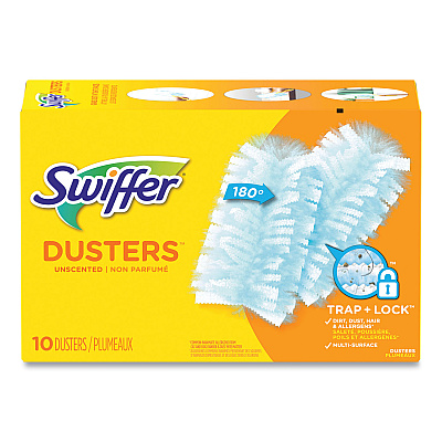 Swiffer Refill Dusters, Dust Lock Fiber, Light Blue, Unscented, 10/Box, 4 Box/Carton (21459CT)
