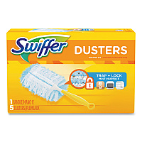 Swiffer Dusters Starter Kit, Dust Lock Fiber, 6" Handle, Blue/Yellow, 6/Carton (11804CT)