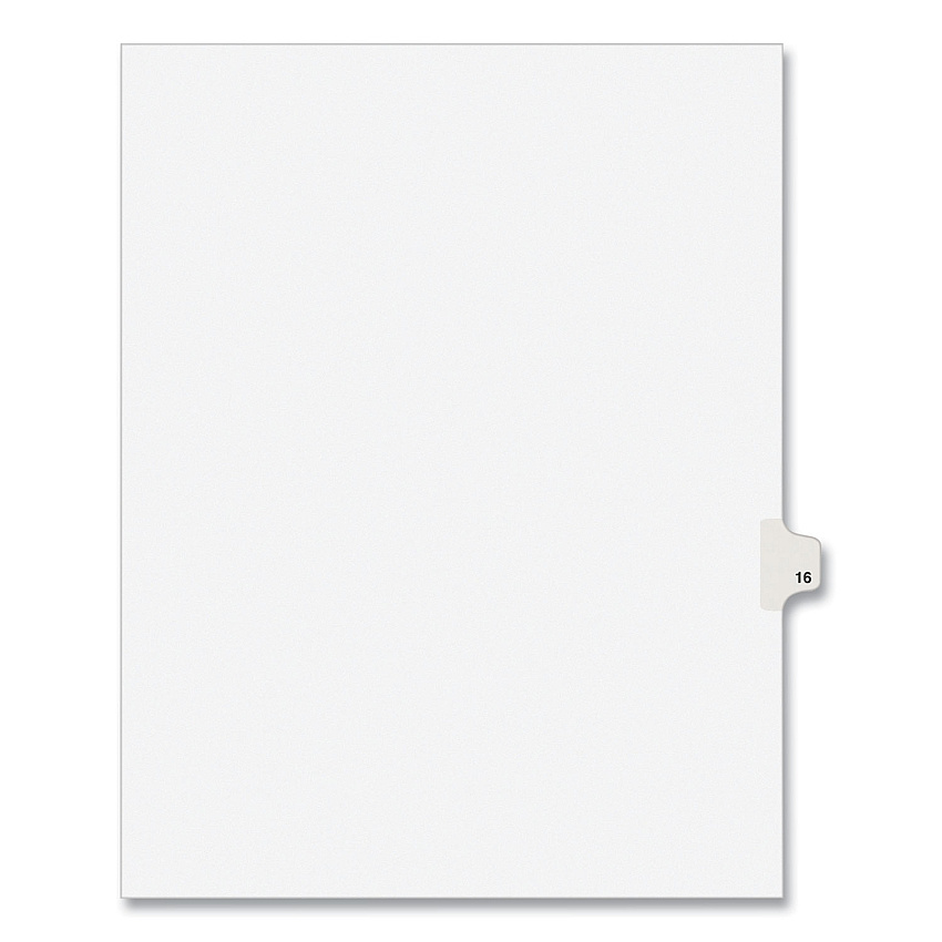 Preprinted Legal Exhibit Side Tab Index Dividers, Avery Style, 10-Tab, 16, 11 x 8.5, White, 25/Pack, (1016) (01016)