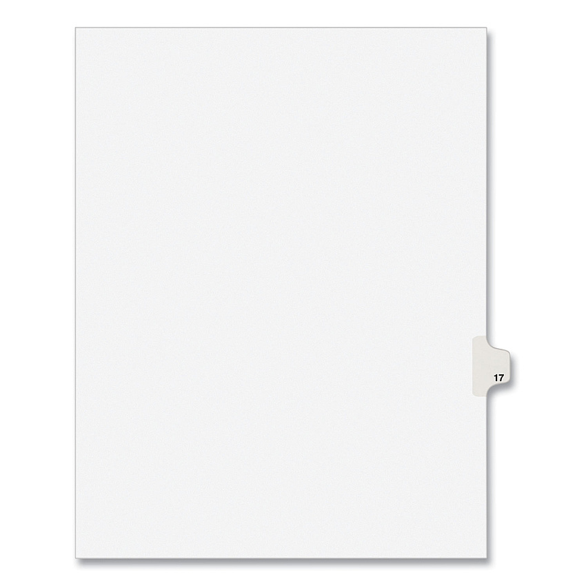 Preprinted Legal Exhibit Side Tab Index Dividers, Avery Style, 10-Tab, 17, 11 x 8.5, White, 25/Pack, (1017) (01017)