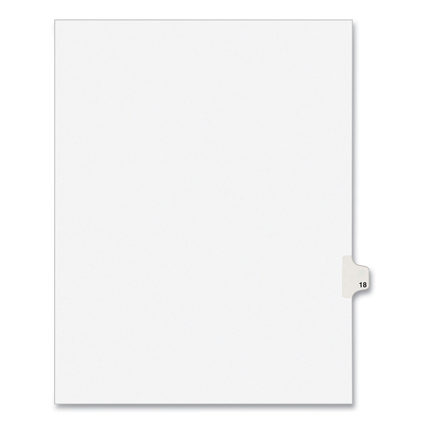 Preprinted Legal Exhibit Side Tab Index Dividers, Avery Style, 10-Tab, 18, 11 x 8.5, White, 25/Pack, (1018) (01018)