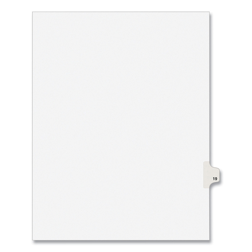 Preprinted Legal Exhibit Side Tab Index Dividers, Avery Style, 10-Tab, 19, 11 x 8.5, White, 25/Pack, (1019) (01019)