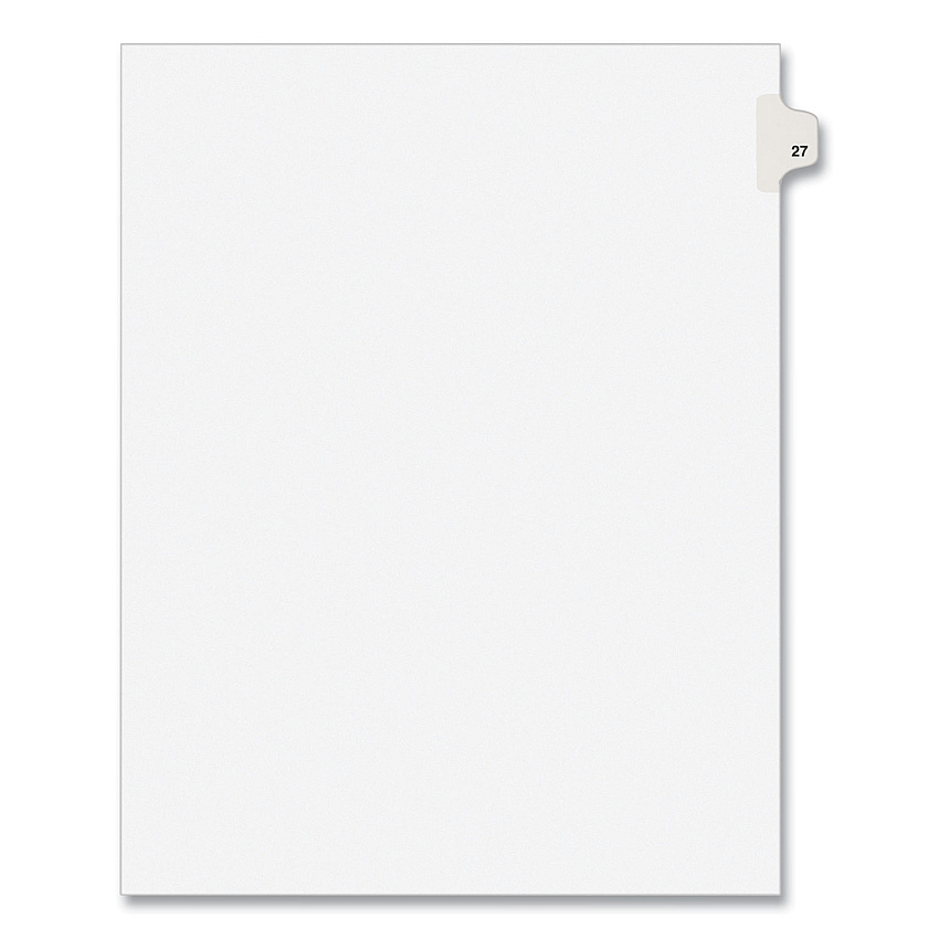 Preprinted Legal Exhibit Side Tab Index Dividers, Avery Style, 10-Tab, 27, 11 x 8.5, White, 25/Pack, (1027) (01027)