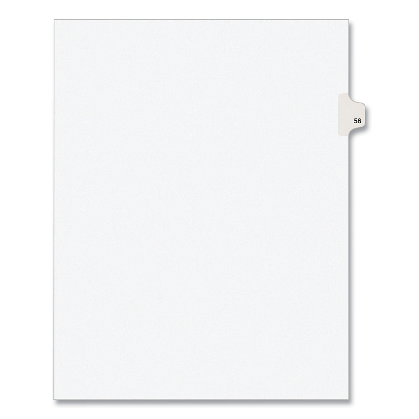 Preprinted Legal Exhibit Side Tab Index Dividers, Avery Style, 10-Tab, 56, 11 x 8.5, White, 25/Pack, (1056) (01056)
