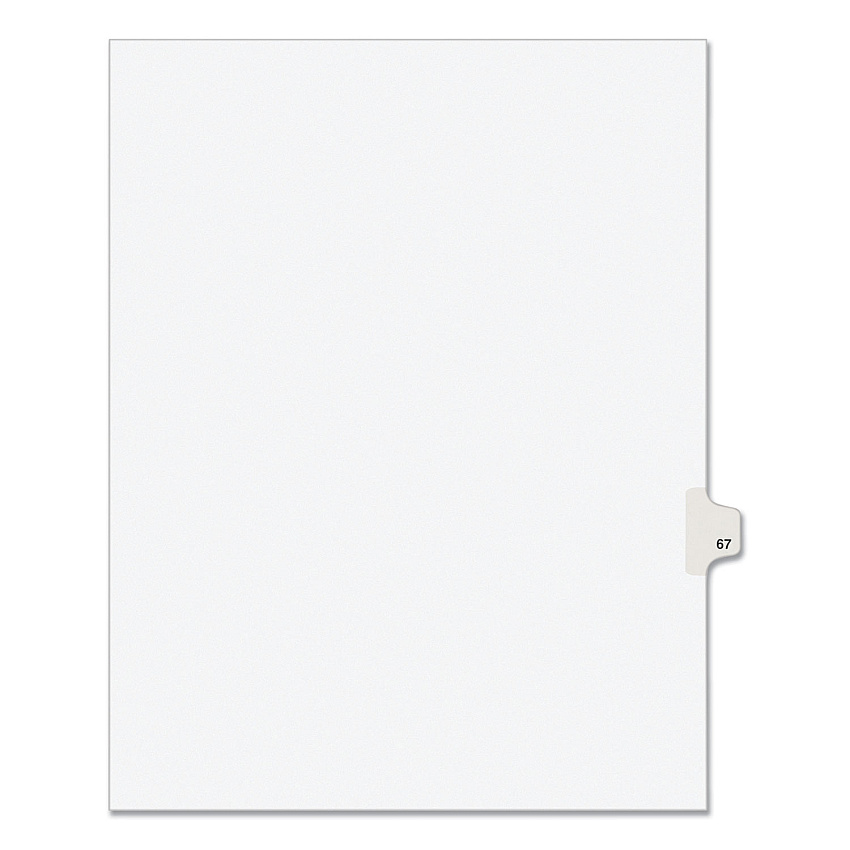 Preprinted Legal Exhibit Side Tab Index Dividers, Avery Style, 10-Tab, 67, 11 x 8.5, White, 25/Pack, (1067) (01067)
