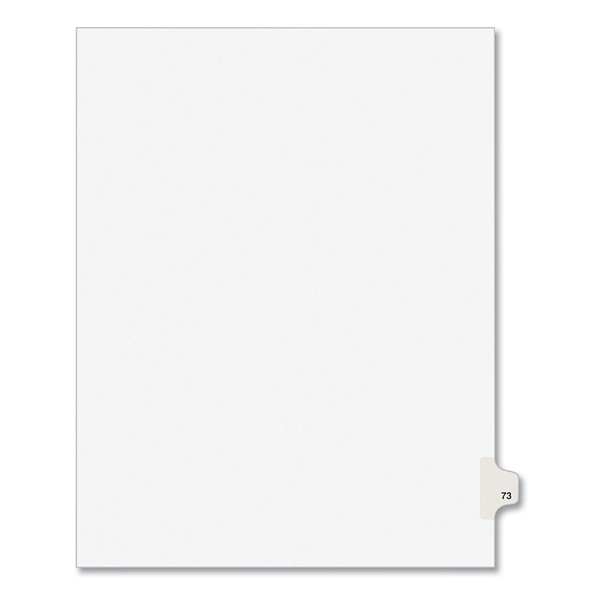 Preprinted Legal Exhibit Side Tab Index Dividers, Avery Style, 10-Tab, 73, 11 x 8.5, White, 25/Pack, (1073) (01073)