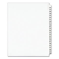Preprinted Legal Exhibit Side Tab Index Dividers, Avery Style, 25-Tab, 226 to 250, 11 x 8.5, White, 1 Set, (1339) (01339)