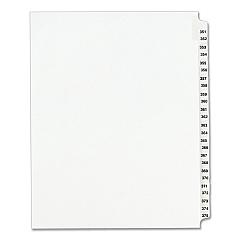 Preprinted Legal Exhibit Side Tab Index Dividers, Avery Style, 25-Tab, 351 to 375, 11 x 8.5, White, 1 Set, (1344) (01344)