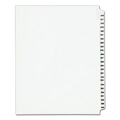 Preprinted Legal Exhibit Side Tab Index Dividers, Avery Style, 25-Tab, 376 to 400, 11 x 8.5, White, 1 Set, (1345) (01345)