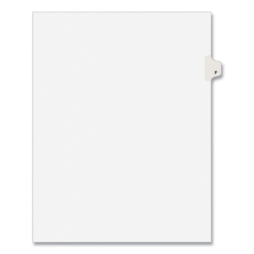 Preprinted Legal Exhibit Side Tab Index Dividers, Avery Style, 26-Tab, F, 11 x 8.5, White, 25/Pack, (1406) (01406)