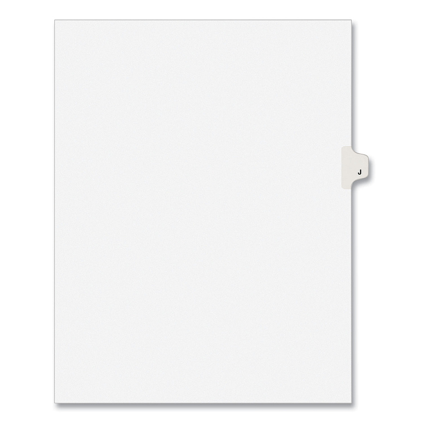 Preprinted Legal Exhibit Side Tab Index Dividers, Avery Style, 26-Tab, J, 11 x 8.5, White, 25/Pack, (1410) (01410)