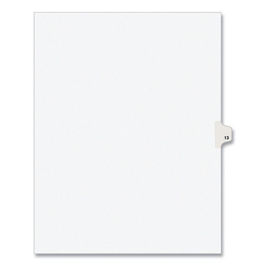 Preprinted Legal Exhibit Side Tab Index Dividers, Avery Style, 10-Tab, 13, 11 x 8.5, White, 25/Pack (11923)