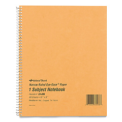National Single-Subject Wirebound Notebooks, 1 Subject, Narrow Rule, Brown Cover, 10 x 8, 80 Eye-Ease Green Sheets (33008)