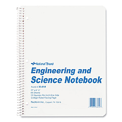 National Engineering and Science Notebook, Quadrille Rule, White Cover, 11 x 8.5, 60 Sheets (33610)