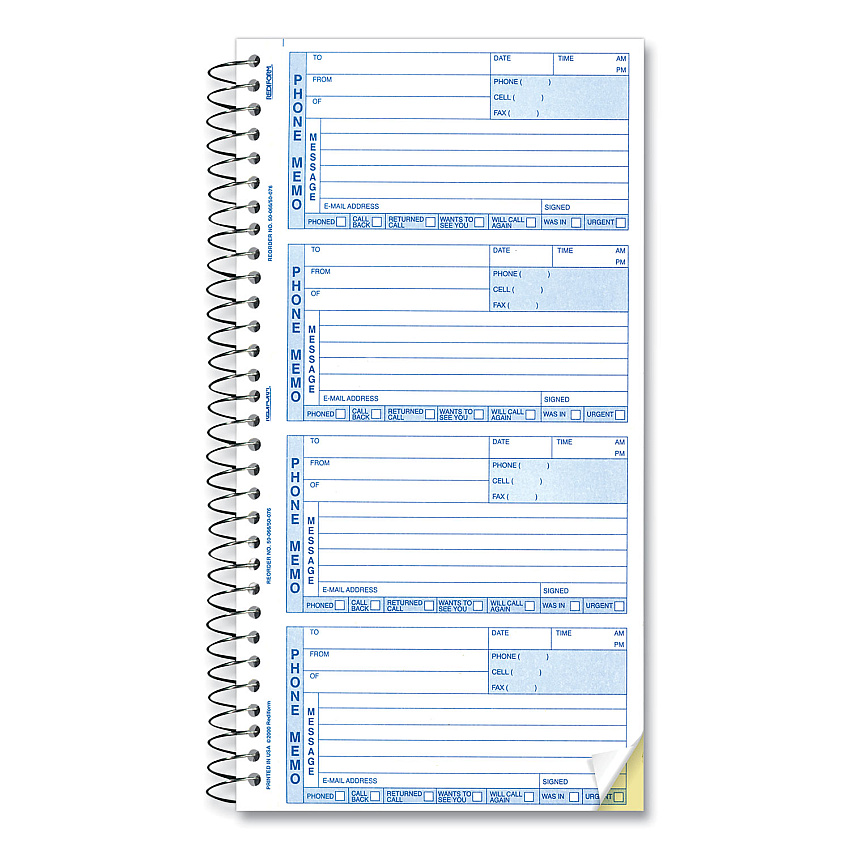 Rediform Telephone Message Book, Two-Part Carbonless, 5 x 2.75, 4/Page, 400 Forms (50076)