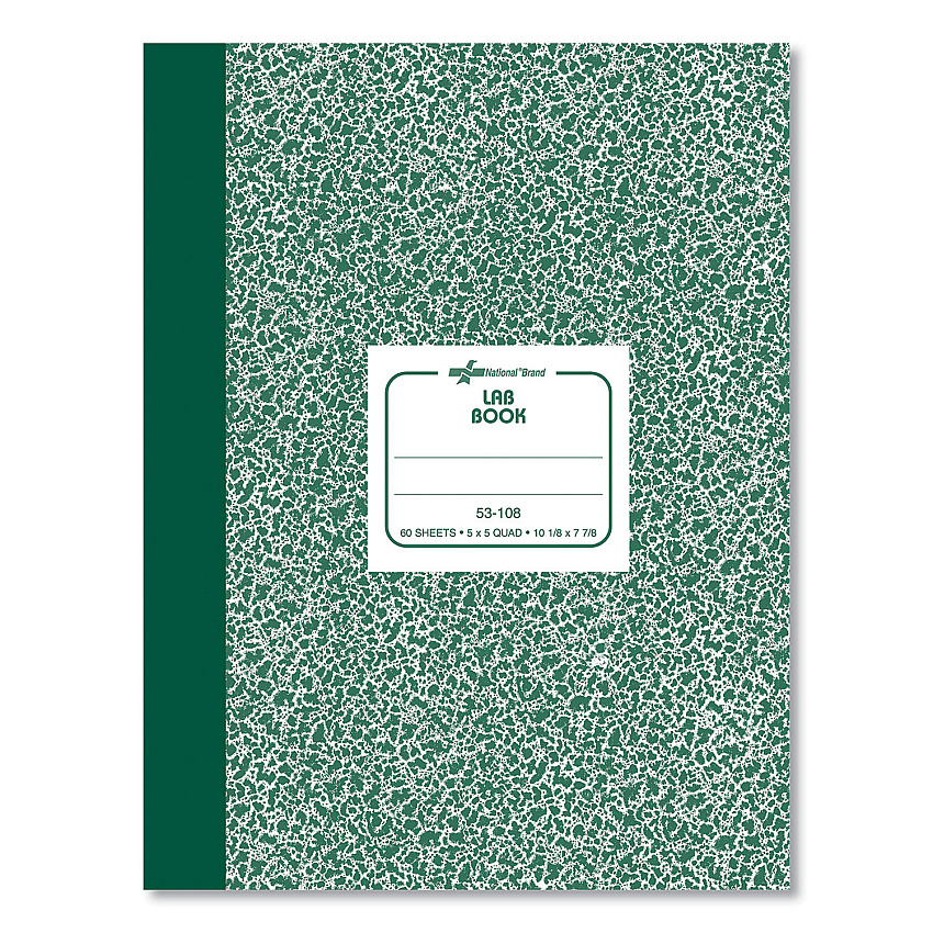 National Composition Lab Notebook, Quadrille Rule, Green Cover, 10.13 x 7.88, 60 Sheets (53108)