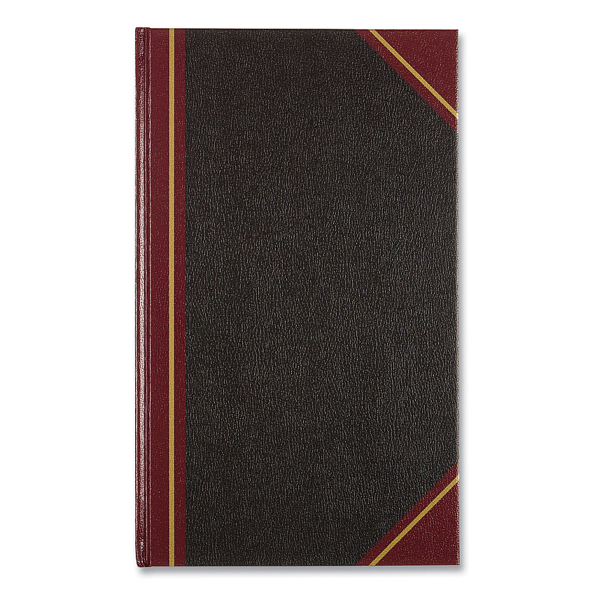 National Texthide Eye-Ease Record Book, Black/Burgundy/Gold Cover, 14.25 x 8.75 Sheets, 300 Sheets/Book (57131)