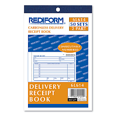 Rediform Delivery Receipt Book, Three-Part Carbonless, 6.38 x 4.25, 1/Page, 50 Forms (6L614)