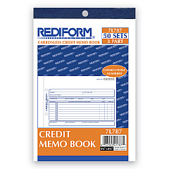 Rediform Credit Memo Book, Three-Part Carbonless, 5.5 x 7.88, 1/Page, 50 Forms (7L787)