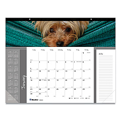 Blueline Pets Collection Monthly Desk Pad, Puppies Photography, 22 x 17, Black Binding, Clear Corners, 12-Month (Jan to Dec): 2023 (C194116)