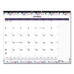 Blueline Passion Monthly Deskpad Calendar, Floral Artwork, 22 x 17, White/Multicolor Sheets, Black Binding, 12-Month (Jan-Dec): 2023 (C194113)