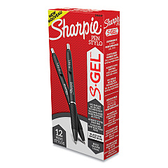 Sharpie S-Gel S-Gel High-Performance Gel Pen, Retractable, Bold 1 mm, Black Ink, Black Barrel, Dozen (2096149)
